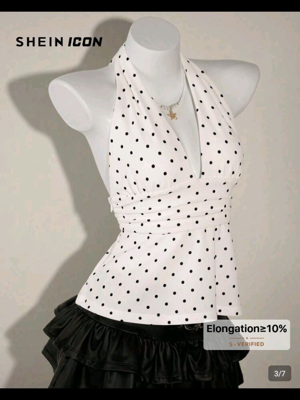SHEIN White Halter Polka Dot V-Neck Camisole